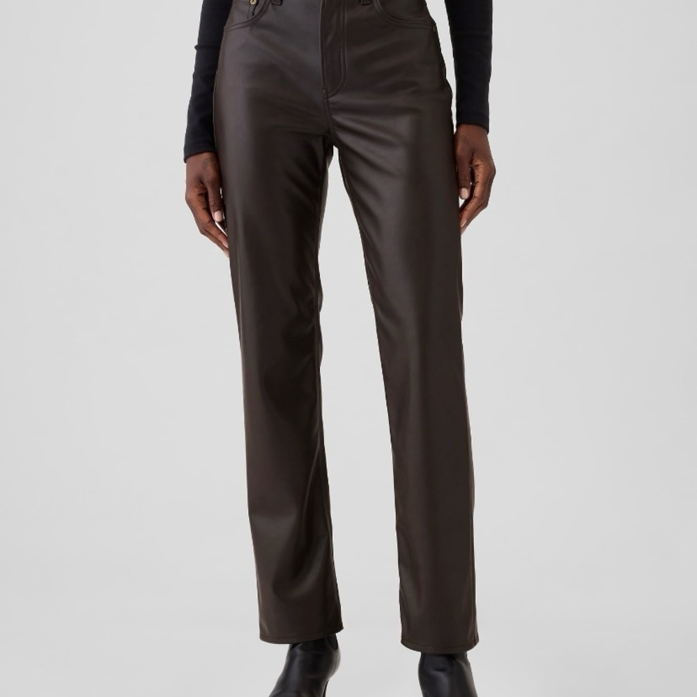 Stylish Brown Faux Leather Pants